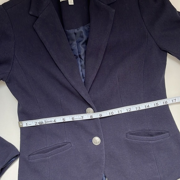 4P Talbots Navy Blue Cotton Knit Blazer Nautical Buttons Fully Lined w/ Pockets - Picture 10 of 11